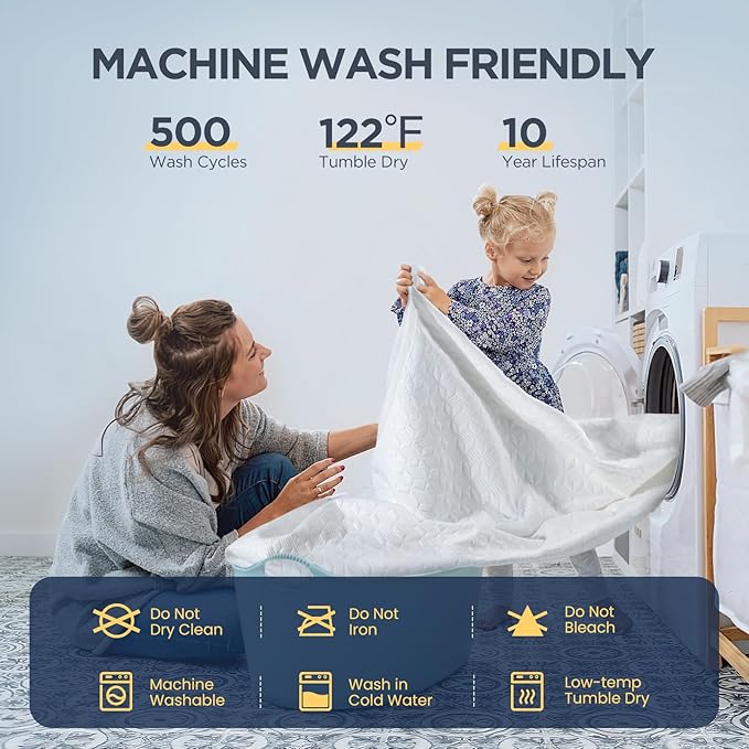 Premium Waterproof Mattress Protector Made from Silver-Ion Bamboo Rayon, Silver-Infused Mattress Cover for Better Safety & Health, Hypoallergenic Quiet Bed Cover Fits 6"-21" (White, Full)