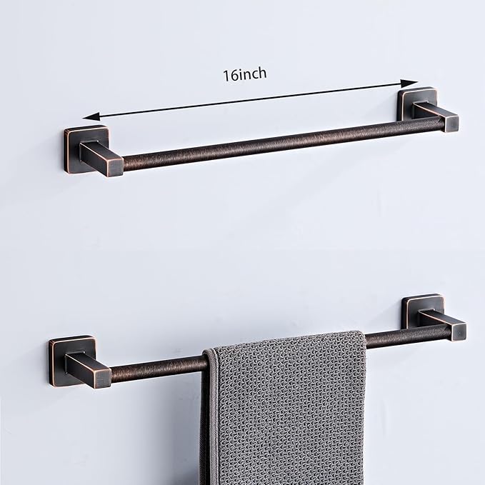 Bathroom Hardware Set 4 Pieces,Oil Rubbed Bronze Towel Bar Set Stainless Steel Wall Mounted, Includes 16In Hand Towel Bar, Towel Ring, Robe Towel Hooks,Toilet Paper Holder, Bathroom Towel Rack Set