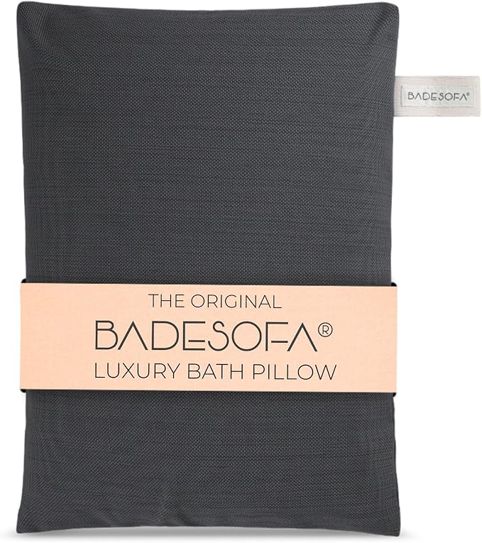 BADESOFA® Luxury Seat Cushion for Bath | Premium-Quality Materials | Comfortable & Quick-Drying | Washable Bath Pillow in Charcoal | Home Spa | Suitable for Bathtub, Steam Sauna & Hot Tub