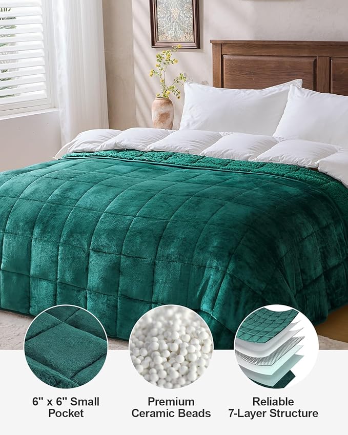 Super Fuzzy Soft Sherpa Fleece Weighted Blanket, 15 lbs Dual Sided Fluffy Heavy Weighted Blankets for Adults - No Bunching with Double Layers of Soft Inner Lining (60"x 80", 15 Pounds)
