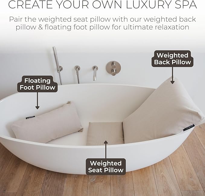 BADESOFA® Luxury Seat Cushion for Bath | Premium-Quality Materials | Comfortable & Quick-Drying | Washable Bath Pillow in Grey | Home Spa | Suitable for Bathtub, Steam Sauna & Hot Tub