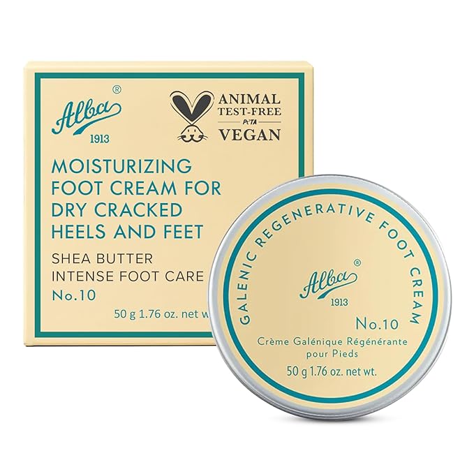 Alba1913 Vegan Foot Cream for Dry Cracked Heels & Feet – Instant Moisture Boost, Care Products for Cracked Heel Repair, Daily Foot Moisturizer Cream for Women & Men w/Shea Butter & Coconut Oils - 50g
