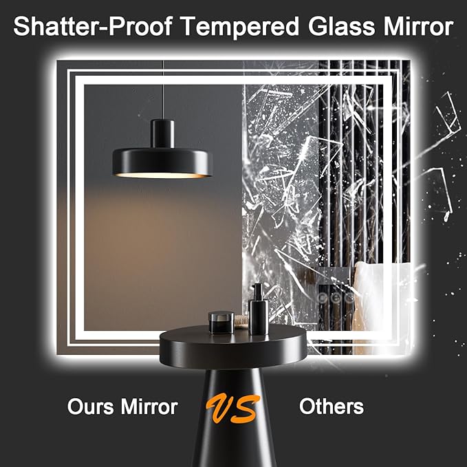 LED Bathroom Mirror, 77"x36" with Front and Backlit, Anti-Fog, Large Bathroom Vanity Mirror for Wall, Memory Function, Stepless Dimmable, Tempered Glass (Horizontal/Vertical)