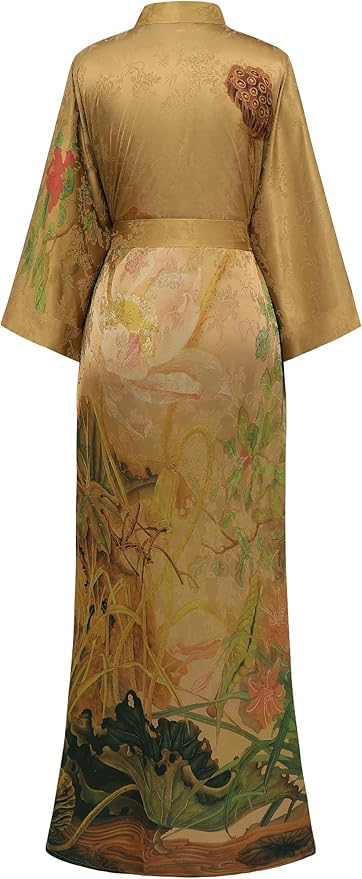 PRODESIGN Kimono Robe for Women - Long Satin Sleepwear Silky Kimono Cover-Up Nightgown Japanese Bathrobe Loungewear Blouse