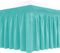 Biscaynebay Wrap Around Bed Skirts for King & Cal King Beds 14" Drop, Aqua Adjustable Elastic Dust Ruffles Easy Fit Wrinkle Resistant Silky Luxurious Fabric Machine Washable