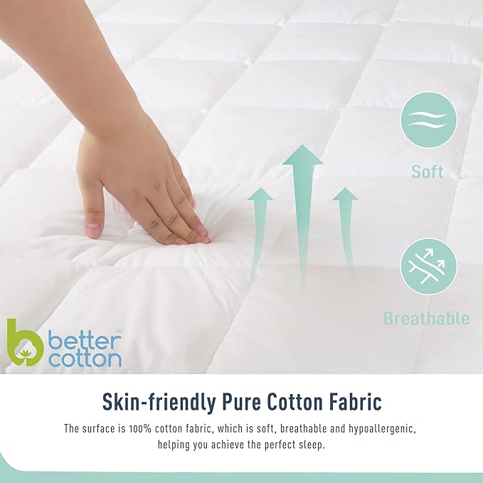 Queen Size Mattress Protector Waterproof Quilted Mattress Cover Cotton Mattress Pad Cover Extra Deep Pocket 18-22" Thin Version Hypoallergenic & Soft