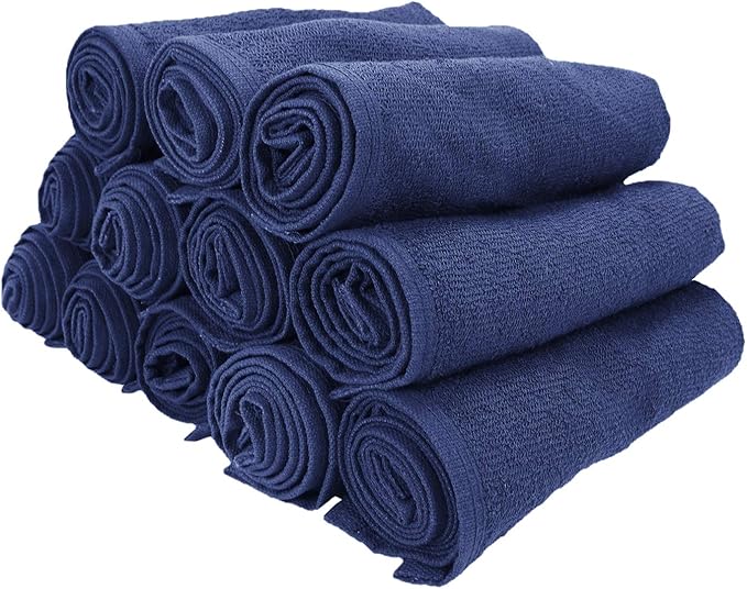 Arkwright Bleach Proof Salon Towels - Pack of 12 - Highly Absorbent, 100% Cotton, Quick Dry Spa Face Towel for Hair Stylist, Barber, Pedicure, and Esthetician, 16 x 28 in, Navy