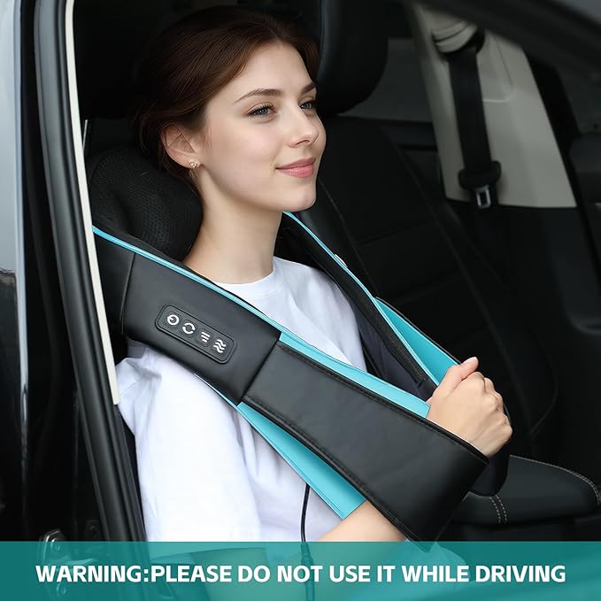 cotsoco Neck Massager, Shiatsu Neck and Back Massager with Heat for Pain Relief, Deep Tissue 3D Kneading Massage Pillow, Relaxation Gifts for Men and Women, Gifts for Dad, Elderly,Wife（Turquoise）