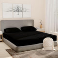 Good Sleep Bedding Split King Sheets Sets for Adjustable Bed Cotton, Luxury Sheets, Egyptian Cotton Sheets, 5 Piece 100% Cotton Split King Sheet Set, Sateen Sheetts, 2 Fitted - 16" Deep Pocket, Black