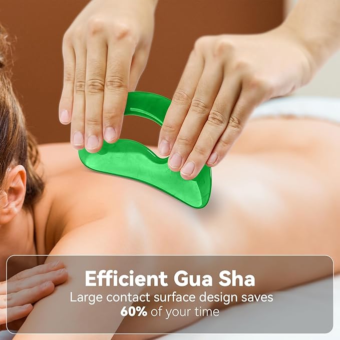 Body Gua Sha Tool Cellulite Guasha Tool for Body Body Massage Tools (Natural Resin) Lymphatic Drainage Tool Guasha Tool for Face，Back, Legs, Women's Body Shaping Tools (Green)