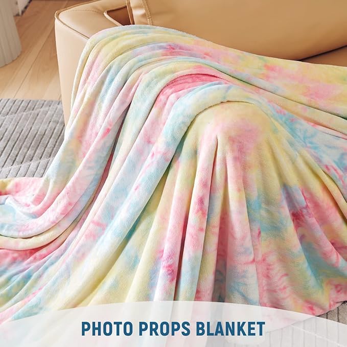 KAWAHOME Sherpa Fleece Twin Size Blanket for Bed - Extra Warm and Heavy Thick Blankets for Winter, Super Soft 500GSM Plush Blanket, 66"X 90" Rainbow
