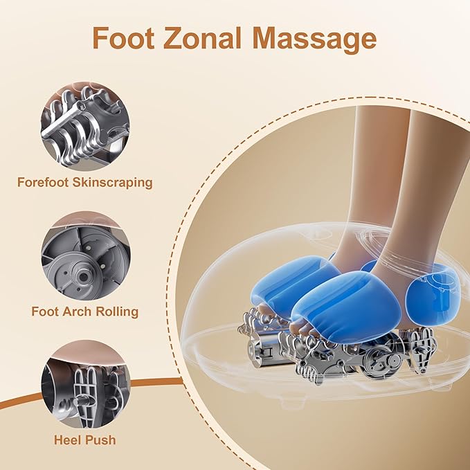 Foot Massager Machine with Heat, Double Shear Massage Core, Shiatsu Feet Massager with Airbag Full Wrapped, Plantar Fasciitis Massage, Automatic Foot Kneading Points, Gifts for Family and Friends