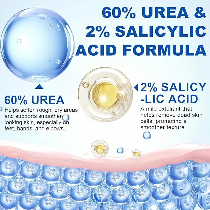 60% Urea with 2% Salicylic Acid Foot Care Stick, Urea Foot Cream Moisturizer for Dry Cracked Feet, Knees, Elbows, Hands, Moisturizes and Hydrates the Dry Skin 1Pack
