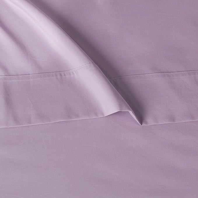 Amazon Basics Lightweight Super Soft Easy Care Wrinkle Free Microfiber 3 Piece Bed Sheet Set with 14-Inch Deep Pockets, Twin, Frosted Lavender, Solid, Kids, Men & Women Bedding