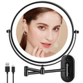 Rechargeable Wall Mounted Makeup Mirror, 8.5 inch Double-Sided 1/10x Magnifying Bathroom Mirror with 3 Color Lights, Lighted Vanity Mirror with 2-Touch Screen Dimming & Luminance Memory