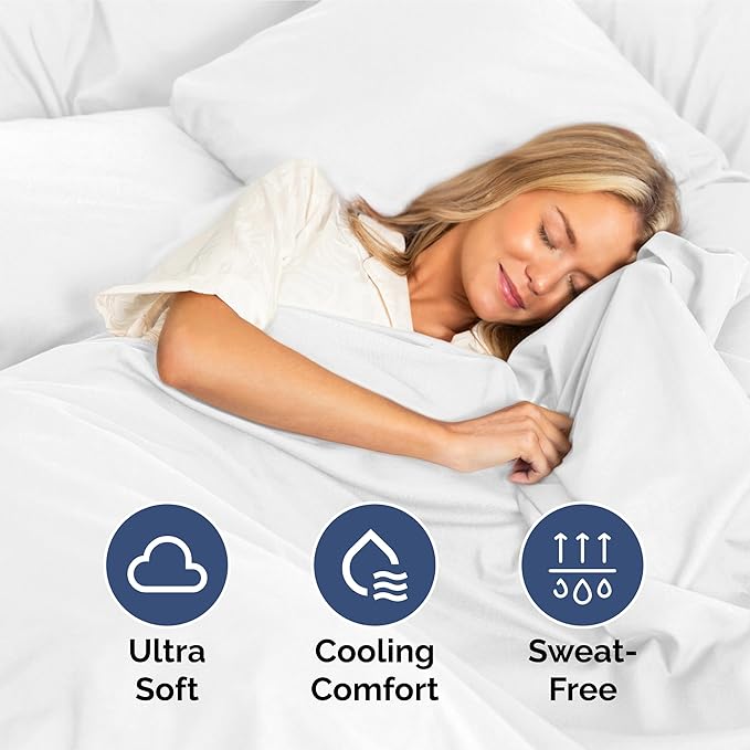 King Size 4 Piece Sheet Set - Extra Soft, Breathable And Cooling Sheets - Hotel Luxury Durable Bed Sheets for Women & Men - Deep Pockets, Easy-Fit & Wrinkle-Free - Bright White Oeko-Tex