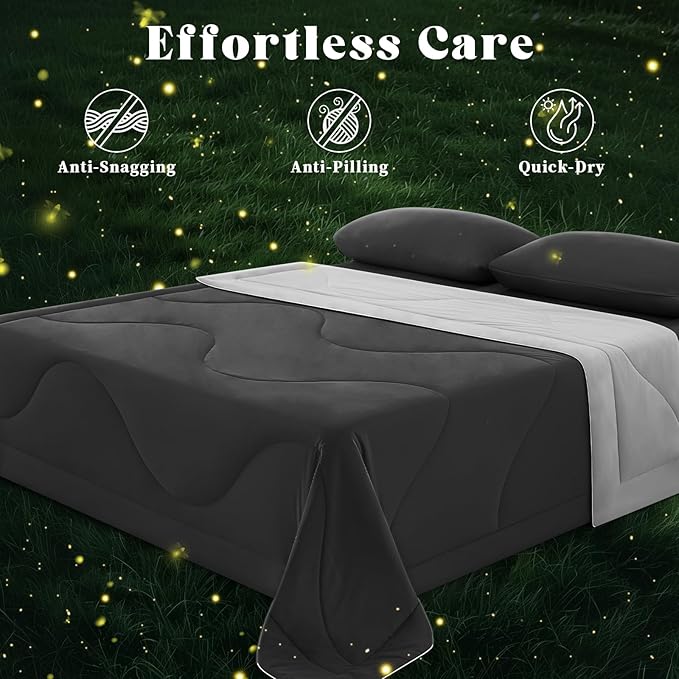 Cooling Comforter Twin Size, Double-Sided Cooling Blanket for Hot Sleepers & Night Sweats, Arc-Chill Q-Max > 0.4 Breathable Ice Blanket, Lightweight Cold Comforter (68''x90'', Dark Grey)
