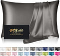 Silk Pillowcase for Hair and Skin, Mulberry Silk Pillow Cases King Size, Anti Acne Cooling Sleep Both Sides Natural Silk Satin Pillow Case Covers with Hidden Zipper, Gifts for Women Men, Dark Gray