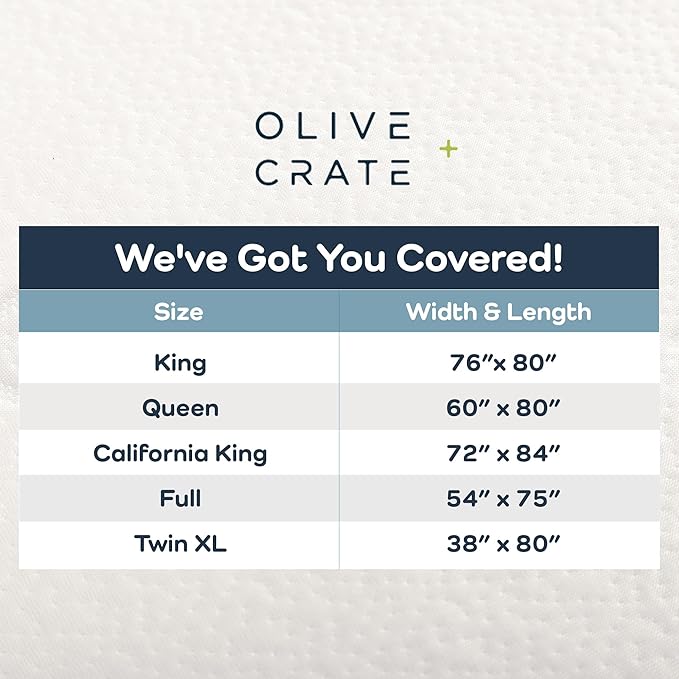 Olive + Crate 100% Viscose Bamboo Mattress Protector - Eco-Concious Cooling Mattress Cover - Waterproof Hypoallergenic Protection - Breathable California King Shield Against Dust & Spills
