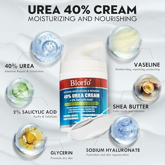 Urea Cream 40% Percent Foot Care Plus 2% Salicylic Acid 3.52 Fluid oz,Foot and Hand Cream Maximum Strength with Aloe Vera and Shea Butter,for calluses and Dry – 2-Pack
