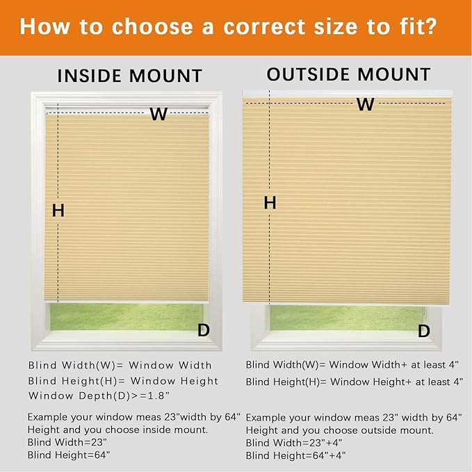 Persilux Custom Size Cordless Cellular Blinds for Windows Light Filtering Roller Shades Honeycomb Shades for Home, Bedroom and French Door Peach
