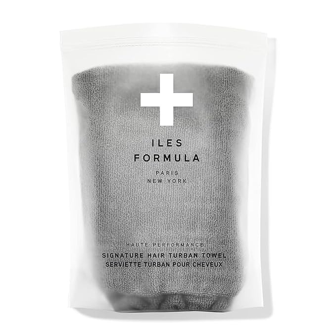 ILES FORMULA Hair Turban Towel – Ultra-Soft Microfiber Hair Towel Wrap for Fast Drying, Frizz Control & Breakage Protection – Large, Lightweight Hair Wrap for Short, Long & Curly – Grey