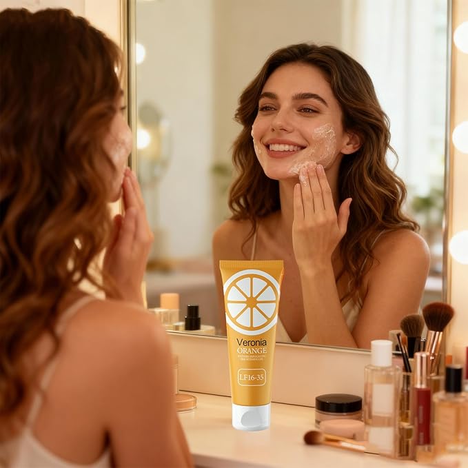 Veronia Orange Enzyme Exfoliating Gel, Moisturizer Face Body Scrub Gel, Deep Clean Pores, Remove Blackheads & Moisturize Skin, All Types Skin (1pcs)