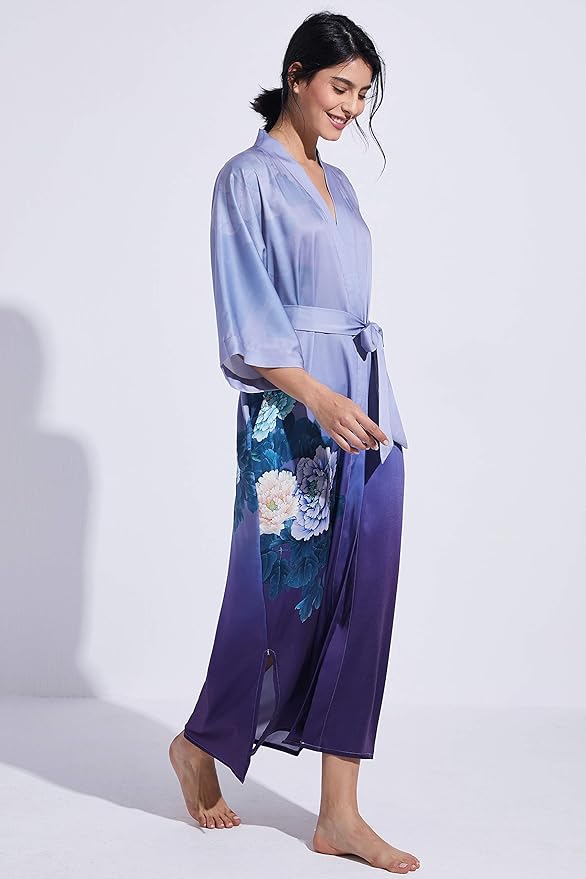PRODESIGN Kimono Robe for Women - Long Satin Sleepwear Silky Kimono Cover-Up Nightgown Japanese Bathrobe Loungewear Blouse