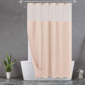 N&Y HOME Waffle Weave Pink Shower Curtain with Snap-in Fabric Liner & 12 Metal Hooks Set - Hotel Style, Waterproof & Washable, Heavyweight Fabric & Mesh Top Window - 71x72, Rosewater Pink