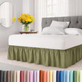 Wrap Around Dust Ruffle Bed Skirt - Sage Green - for King Size Beds w/ 14 Inch Drop - Easy Fit Elastic Strap - Adjustable Pleated Bedskirt with Brushed Fabric, Wrinkle Free Women, Men, Kids and Teens