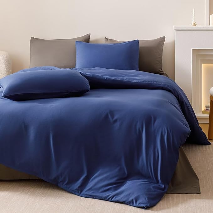 Cottonight Royal Blue Comforter Sets Cal King Dark Blue Bedding Comforter California King Size Quilts Blanket Ultra Soft Breathabe Solid Bedding Set for Women Men