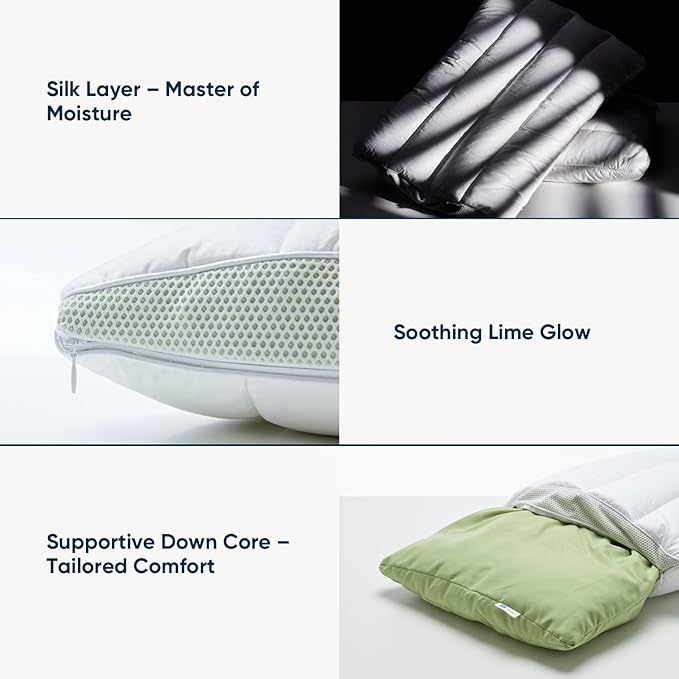 Vesta Silk-Layered Ultra-Thin Pillow, 100% Silk Layer, Slim and Flat Design for Back or Stomach Sleepers, Ultra-Thin Profile (2.5" Height) & Soft - LimeZen
