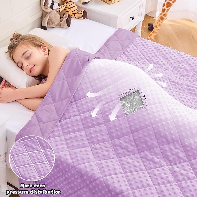 yescool Weighted Blanket 7 Pounds Light Purple Twin Size Cooling Weighted Throw Blanket, Minky Heavy Blankets Warm Weighted Comforter, Big Washable Thick Blankets Gift for 60-90lbs, 40 * 60in