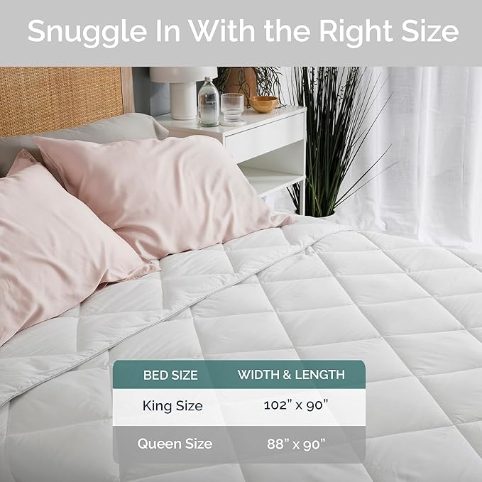 100% Viscose Derived from Bamboo Comforter, Cooling Comforter, Duvet Insert, Breathable, Extra Fluffy, Lightweight Comforters, Twin XL Size