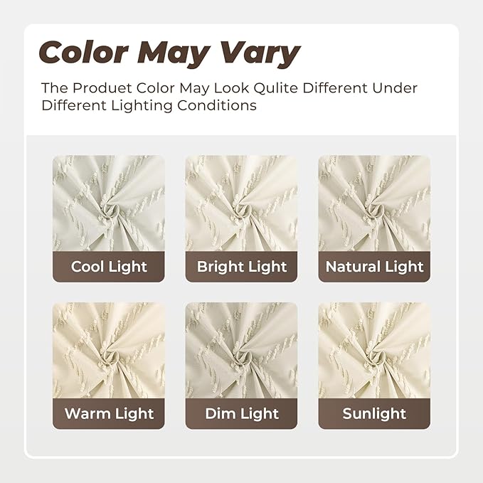 Extra Long 72 x 96 Cream Shower Curtain Boho Farmhouse Shower Curtain Tufted Chevron Textured Minimalist Shower Curtains for Bathroom