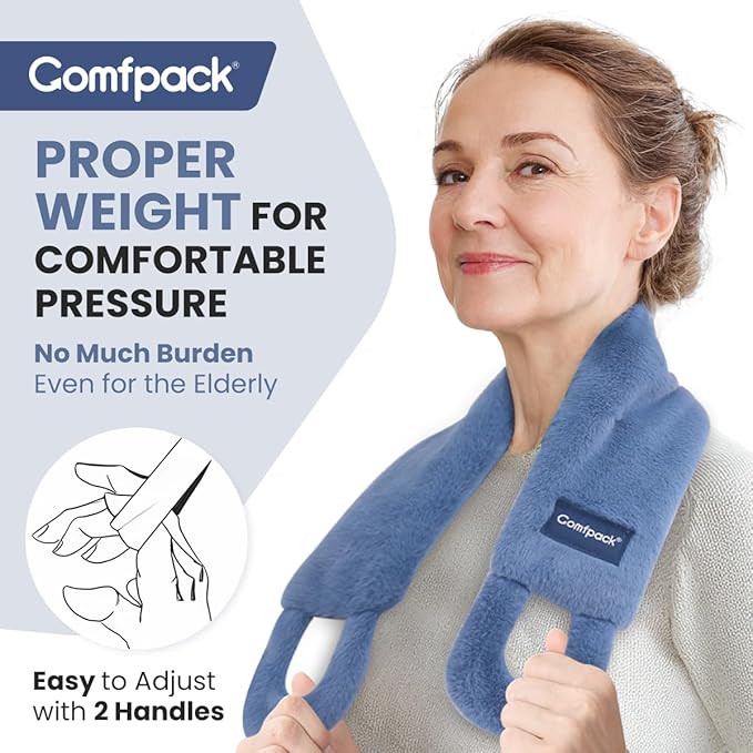 Long Wide Microwave Heating Pad for Neck Shoulders with Moist Heat, Removable & Washable Neck Warmer for Pain Relief, Weighted Microwavable Heated Wrap, Gift for Women, Men