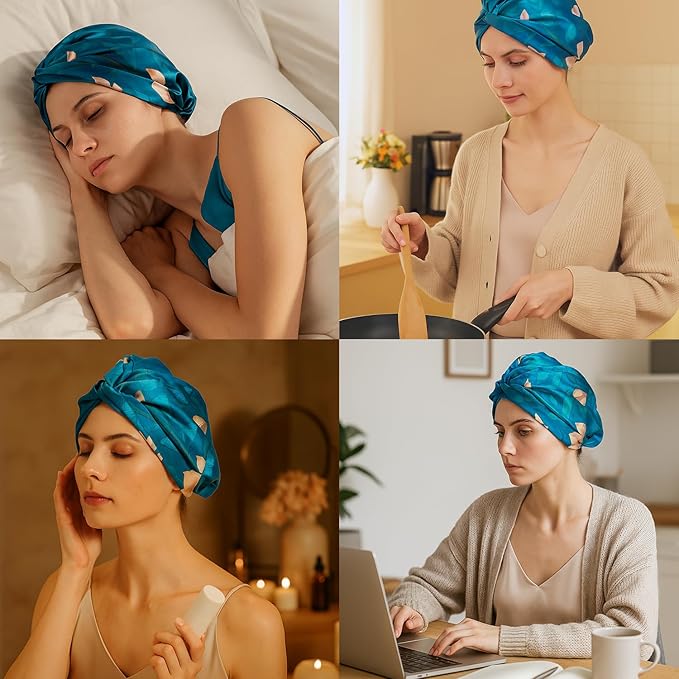 100% Mulberry Silk Bonnet, Double-Layered Hair Bonnet for Sleeping Women, Pure Silk Turban, Night Sleep Hair Wrap