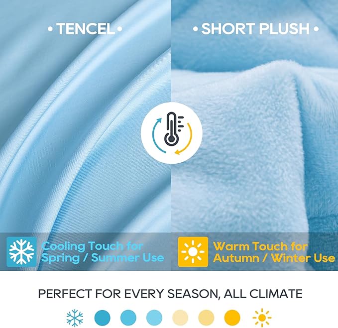 King Size Weighted Blanket 40lb(88''x104'' , Dual-Sided), Reversible Cozy Warm Velvet & Cooling Tencel Fabric King Weighted Blanket for Adults & Couples All Season Use - Carry Bag Included, Lake Blue
