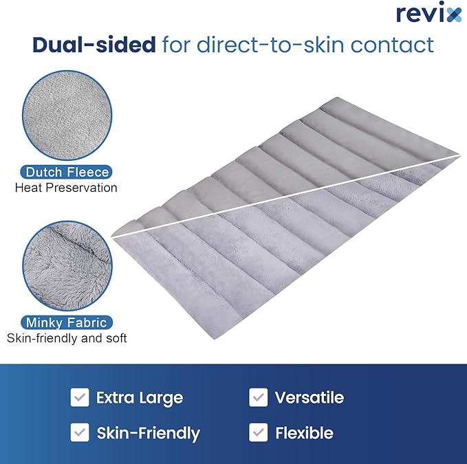 REVIX Extra Large Microwave Heating Pad for Back with Moist Heat, Microwavable Heated Wrap for Full Back, Stomach, Shoulder and Neck,Leg, Support Cold Therapy