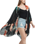 Women's Bohemian Floral Chiffon Beach Cover up Swimsuit Kimono Summer Swimwear Cardigans