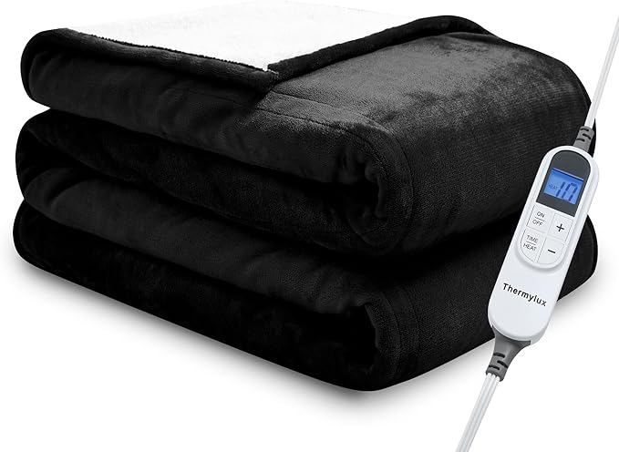 Electric Blanket Full 72"x84" Heated Electric Blankets 10 Heating Levels 12 Time Settings 8 Hours Auto Off Fast Heating and Overheat Protection ETL Certified Machine Washable,Black