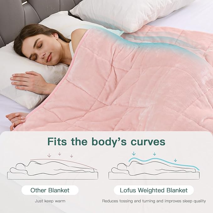 Lofus Weighted Blanket for Adults(20 lbs, 60" x 80"), Queen Size Heavy Blanket Machine Washable, Soft Weighted Blankets for Stress Relief and Sleep Promotion-Pink