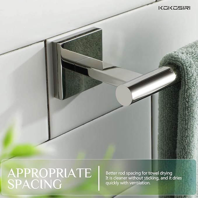 KOKOSIRI Hand Towel Bar Chrome Bathroom Towel Rail Holder Kitchen Paper Holder Wall Mounted Toilet Cabinet Mount, Polished Stainless Steel B3008CH