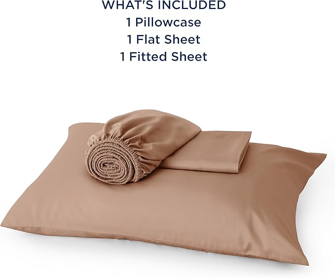 Bedsure Cooling Sheets Twin, Rayon Derived from Bamboo, Breathable & Soft Twin Sheets Set, Deep Pocket Up to 16 Inches, Hotel Luxury Silky Bedding for Hot Sleepers, Khaki