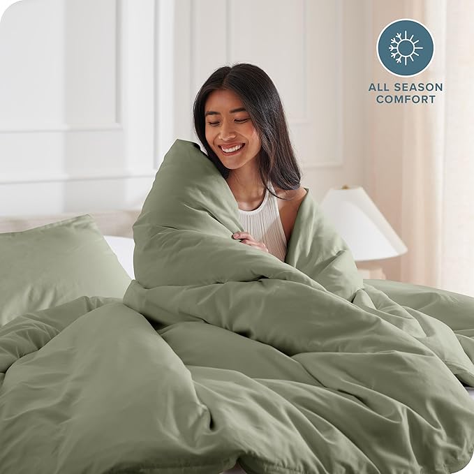 Bare Home Bedding Duvet Cover Queen Size - Premium 1800 Super Soft Collection - Lightweight, Cooling - Soft Breathable Bedding Duvet Cover (Queen, Sage)