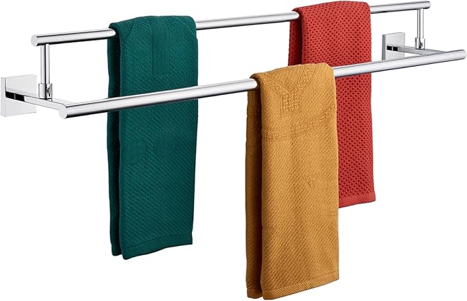 KOKOSIRI Towel Holder Polished Chrome 36 Inch Bathroom Double Bath Towel Bars Kitchen Rack Wall Mounted Stainless Steel B5009CH-L36