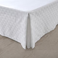 Queen Size Bed Skirt, Pleated Knitted Jacquard Waffle Weave Striped Bed Skirt, Tailored Dust Ruffle 18 Inch Drop Easy Fit, Machine Washable (White, Queen - 18" Drop)