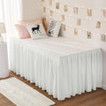 RIMELA Dorm Bed Skirt Twin XL 46 Inch Drop, Easy to Install Extra Long Wrap Around Elastic Dust Ruffle, Warm White Bedskirt Solid Silky Fabric Machine Washable (Twin XL 80“L x 39”W & Twin 75“L x 39”W)
