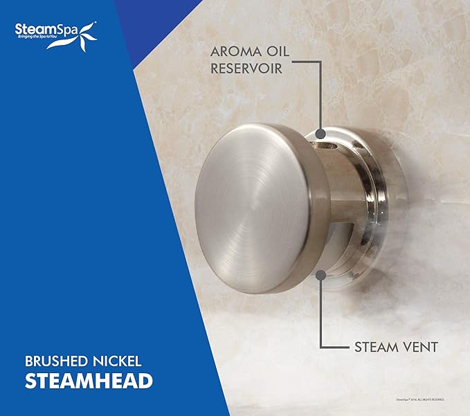 STEAMSPA 10.5kW Steam Sauna Generator Sentry Series 240V Steam Generator with Touch Screen, Steamhead, Built-in Steam Shower Auto Drain, ACU Quickstart Steam Bath Generator (Brushed Nickel)