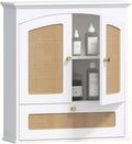 Spirich Bathroom Cabinet Wall Mount, Medicine Cabinet for Bathroom, Over The Toilet Storage Cabinet with Rattan Doors and Tilt-Out Cube